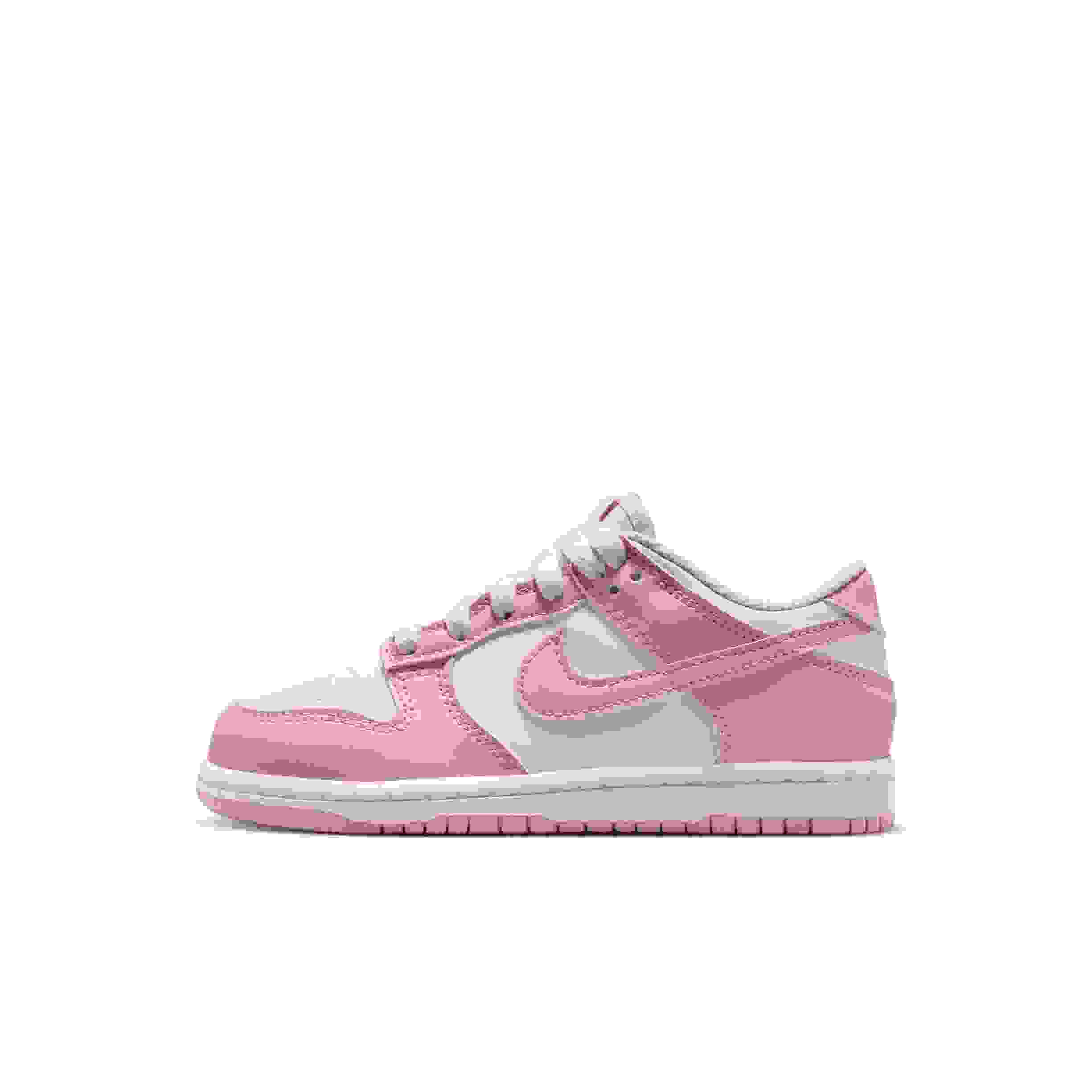 Nike Dunk Low Preschool Girls' "White/White/White/Pink Rise" Shoe
